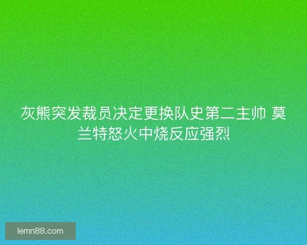 灰熊突发裁员决定更换队史第二主帅 莫兰特怒火中烧反应强烈